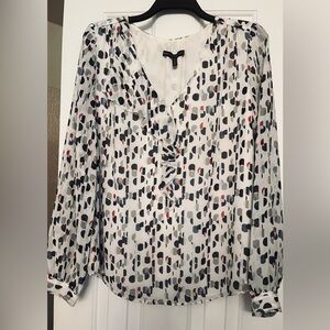 Blouse White House black market off white with black/gray/red designs sz12
